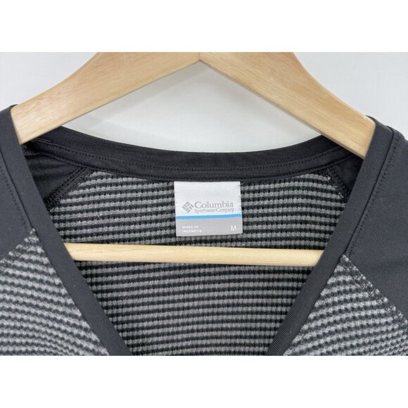 Columbia Cascade George Black &‎ Gray Waffle Knit Long Sleeve Crew Shirt Sz M - Picture 4 of 9